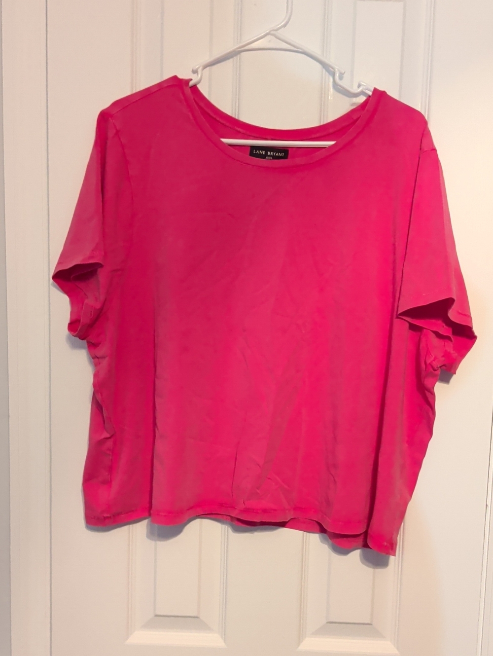 Lane Bryant Hot Pink Short Sleeve Cropped Top Sz 18/20 NWT